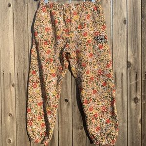 Teddy Fresh GRANDMA'S FLORAL SWEATPANTS Tan SZ Small
